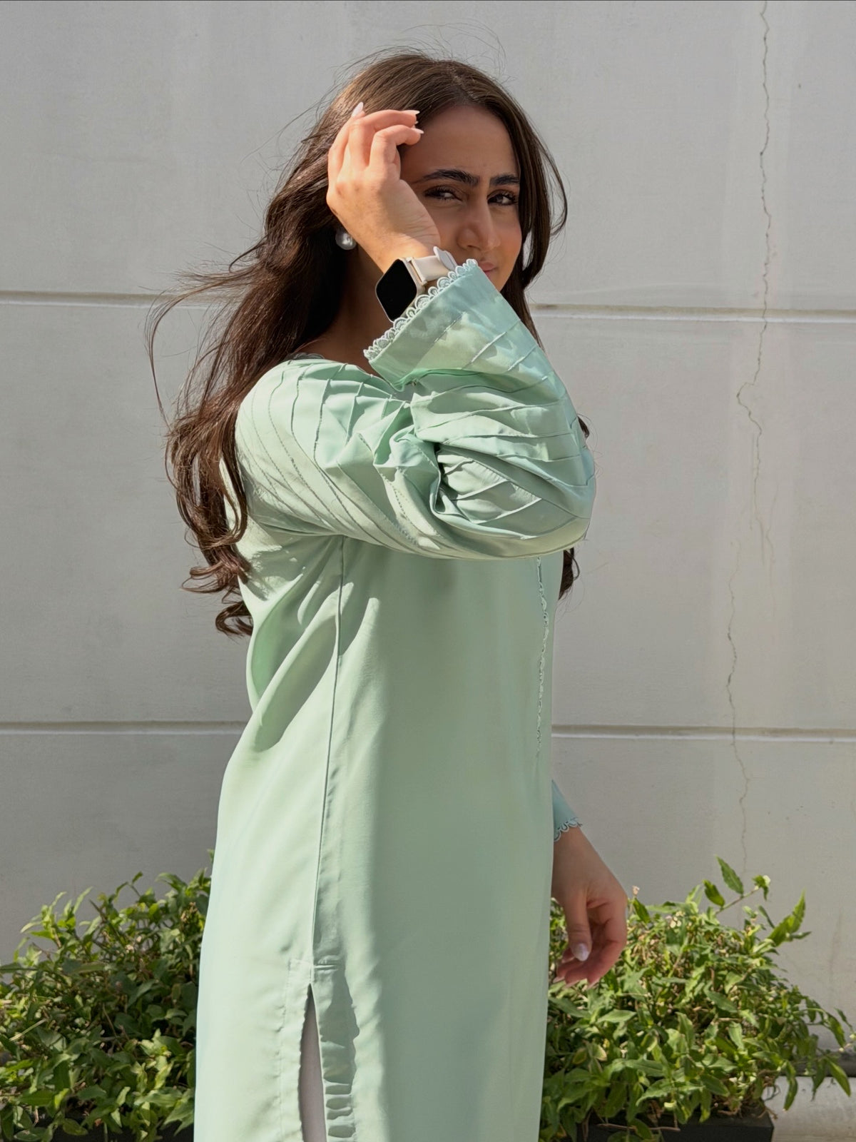 Mint Serenity Kurta Set With Farshi Shalwar